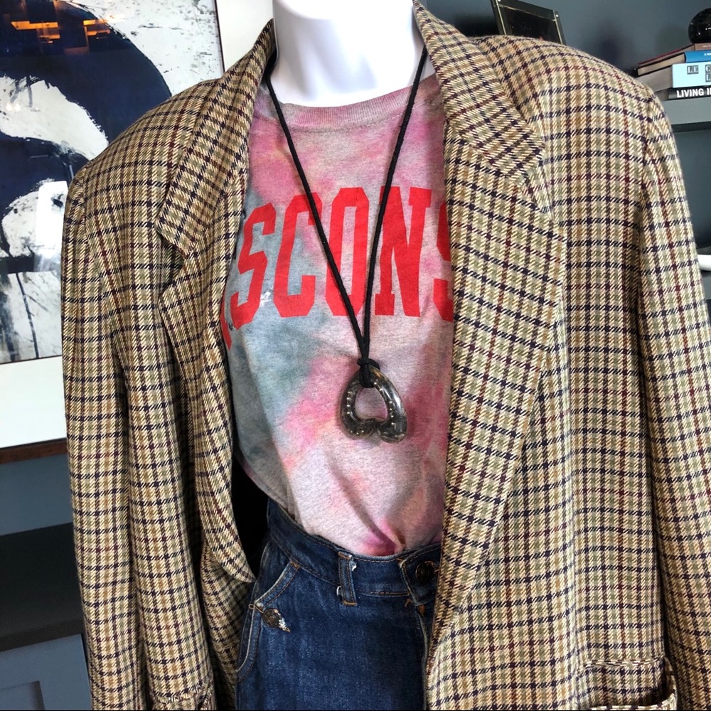 Vintage Check Plaid Blazer Oversized Casual Corner - Picture 10 of 10